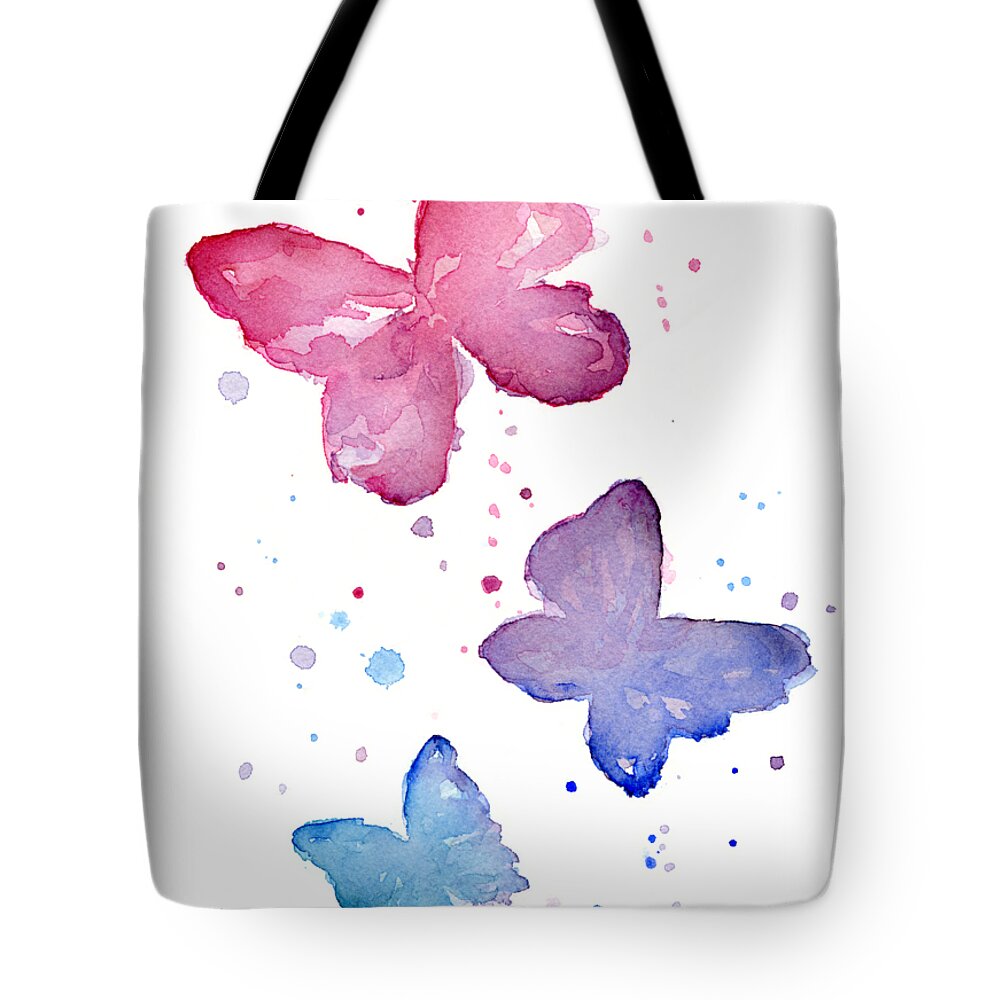 InterestPrint Womens Tote Bags PU Leather Work School Travel and Shopping Watercolor Blue Butterfly Blossom Plum Tree Branch 